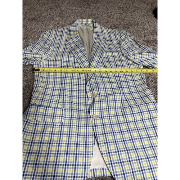 Vintage IZOD Lacoste Men's Plaid Sport Coat Blazer - Size 40R Green Blue - Picture 6 of 7